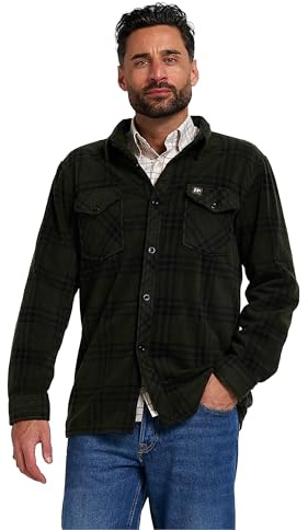 JACK PYKE Polar Fleece Long Sleeve Shirt Green Check M