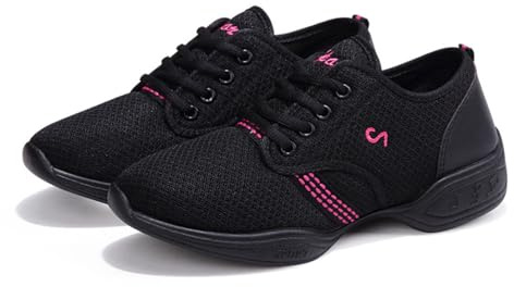 Baskets de danse pour femme,Baskets Moderne Jazz,Chaussures de Jazz Femme à Lacets Baskets,Baskets de Danse Semelles Divisée,Chaussure de Jazz Gymnastique Yoga,Pour Fitness Gym Danse Hip Hop