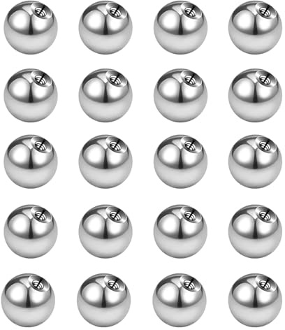 Eophmi Belly Bar Balls, 20pcs Stainless Steel Replacement Balls, Industrial Piercing Jewellery for Tongue, Eyebrow, Lip, Belly Button Piercing (16G 5mm)