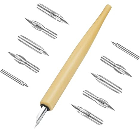 11 Pezzi Pennino Calligrafia Set, Strumenti di Disegno Pennino Anime con 1 Portapenne e 10 Pennini, Penna a Immersione, Set di Penne per Fumettisti, Manga Comic Penne Pennino Set per Artisti Disegno