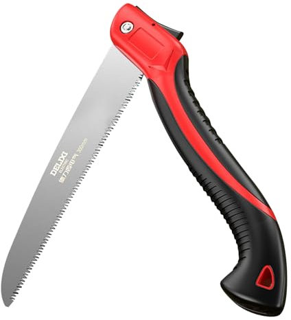 AROMUJOY Sierra de Podar, Sierra Plegable de Poda con 30cm Hoja SK9 Endurecida, Sierra de Mano con Bloqueo Seguro, Serrucho de Poda para Jardinería, Poda, Corte de Madera