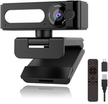 4K Webcam with Dual AI Noise-Cancelling Mics Autofocus, Auto Light Correction,120° FOV,Privacy Cover,Plug and Play Computer Camera for Microsoft Teams/Zoom/Google Voice/Skype/Facetime/YouTube,Black