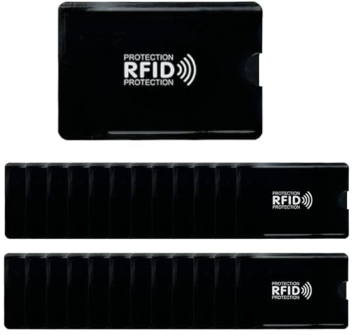 COYUN 24 Pezzi Custodie Blocco RFID per protezione carte di credito, Antifurto con schermatura RFID per carte contactless, RFID Porta Carte, Antitaccheggio Porta Carte di Credito, Nero