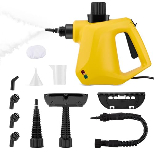 Steam Cleaner,Handheld with 10 Accessories,1000W High-Temperature Steam Cleaner,350ml Tank, Heats up Quickly in 3 Minutes,Steamer cleaning for Kitchen, Bathroom, Tile & Grout Cleaning