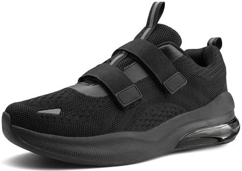 CENNID Chaussures Large Imperméable Marche Homme Chaussures Diabétiques Baskets Orthopédiques Antidérapantes Scratch Réglable pour Pieds Sensibles, Noir 44 EU
