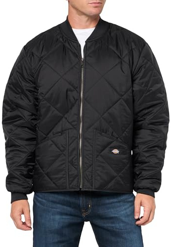 Dickies Hombre, Cazadora con diseño acolchado a rombos, negro, M