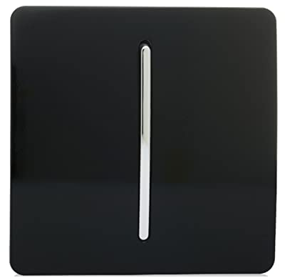 Trendi Switch 1 Gang 2 Way Artistic Modern Glossy 10 Amp Rocker Tactile Light Switch Black ART-SS2BK