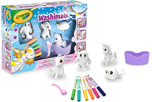 CRAYOLA Washimals Peculiar Pets - Kit Créatif de Coloriage, Feutres de Couleurs et Figurines à Colorier, Ambiance Créatures Magiques - Âge Conseillé: à Partir de 3 Ans