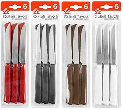 HOME Set coltelli da bistecca x6 manici 11 cm elettrodomestici da cucina - prodotto in assortimento