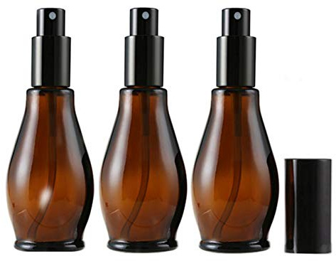 Lot de 3 flacons vaporisateurs vides rechargeables en verre ambré avec bouchon noir pour produits cosmétiques, échantillons, conteneurs de stockage de brume fine pour parfum, maquillage, eau (100 ml)