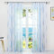ESLIR Gardinen mit Kräuselband Vorhänge Gardinenschals Transparent Schlaufenschal Wellen Muster Voile Blau BxH 140x175cm 1 Stück