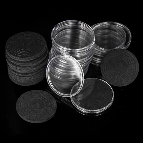 20 Sets Coin Capsules 46mm with 6 Sizes Foam Gaskets Coin Case Holder Protector for Coin Collection (Black Gaskets [20 PCS], [20/25/30/35/40/46MM])