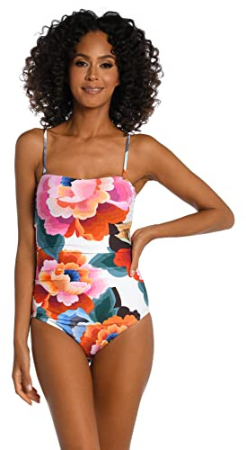 La Blanca Bañador Bandeau Traje de baño de una Sola Pieza, Ritmo Multi/Floral, 46 para Mujer