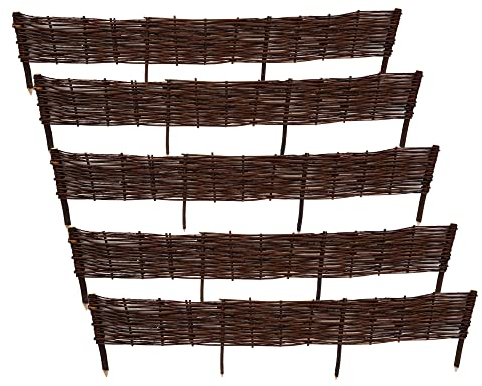 Clôture en osier - Lot de 5-120 cm x 20 cm - Clôture tressée - Rouleau de bordure de saule - Bordure Jardin - Palissade Exterieur - Faite à la Main