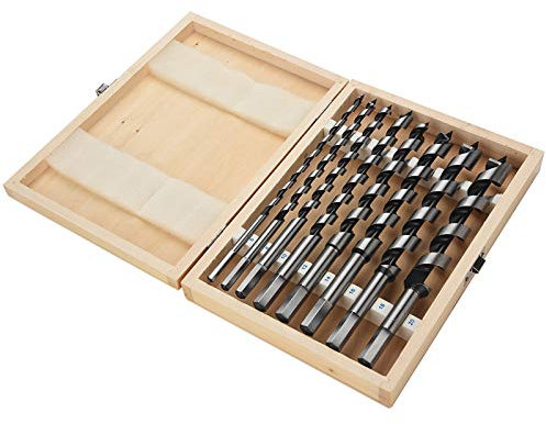 Masonry Drill Bits, 8Pcs Carbon Steel Concrete Wood Drill Bit Set Auger Bit Set, Wooden Case Machined Hex Shank Drill Hardwood Drill Bits for Wood, Block Brick Tile, and Plastic