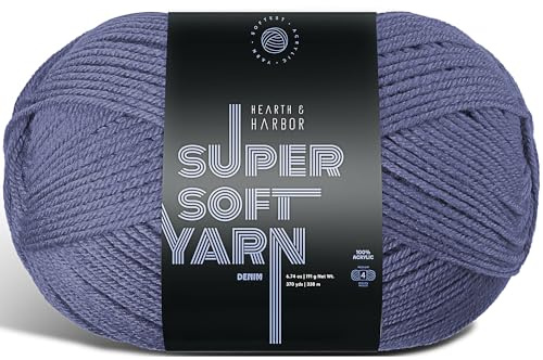 Acrylic Yarn for Crocheting & Knitting – Soft Crochet Yarn for Crocheting, 370 Yards, Perfect for Crafts & Amigurumi, Medium Worsted Weight 4, Denim