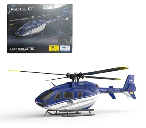 Spicyfy RC Helicopters for Adults, 2.4G 4CH 3D Stunt Remote Control C187 EC-135 Airbus Helicopter Aviation Aircraft Model, Outdoor RC Plane Gifts for Boys and Girls (RTF Version)