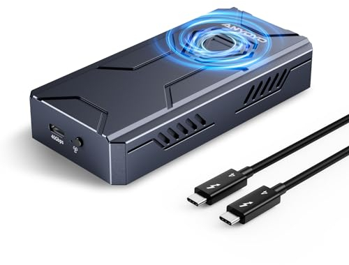 Custodia SSD NVMe M.2 Dual-Bay 40Gbps con ventola di raffreddamento, per Mac Mini Dock Dual Monitor, Thunderbolt 4/3/USB 4.0, custodia NVMe Dual supporta RAID software, 2 USBC 40Gbps per M1/M2/Windows
