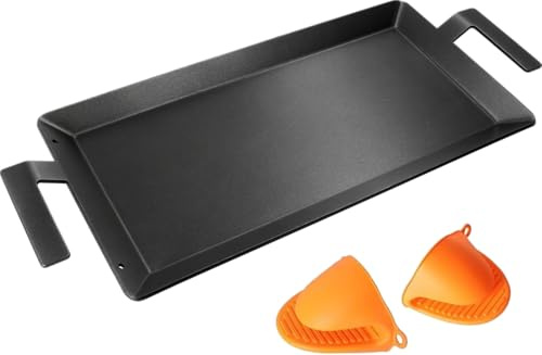 Universal Carbon Steel Griddle for Gas Grill, Griddle Pan for Stove Top, Versatile Stovetop Oven, Induction Cooktop, Flat Top Plate for Charbroil Etc. All Gas & Charcoal Grill 24 x 10