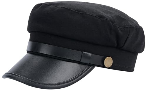 Peosaard Classic Chauffeur Hat,Black Beret for Men & Women,Captain Sailor Hat & Stylish Everyday Wear,Stylish Newsboy Cap Vintage Pilot Hat
