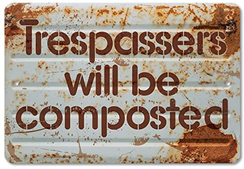 Los intrusos serán compostados metal wall signs Métal Rétro pour 12x8 inch/30x20cm