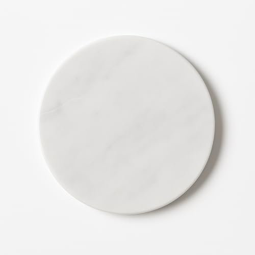 Round Marble Table – Tabla de cortar redonda de mármol blanco de Carrara Ø 30 cm – Hecho a mano en Italia – Plato de servir, sushi y queso – Decoración de mesa elegante