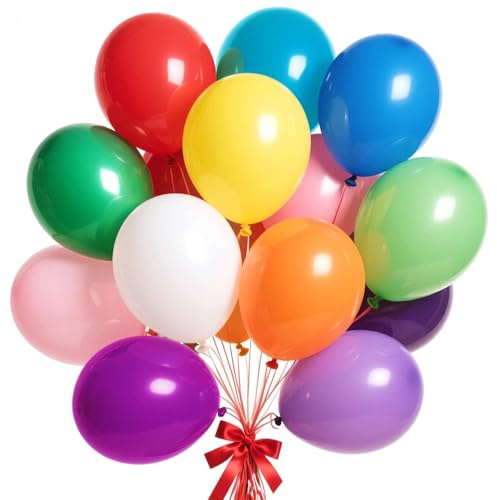 HENGBIRD 25 cm (10 tum), 50 stycken ballonger, färgglada latexballonger, set biologiskt nedbrytbara, extra tjockt material för barnens födelsedag – helium lämplig för ballonger, färgglada ballonger