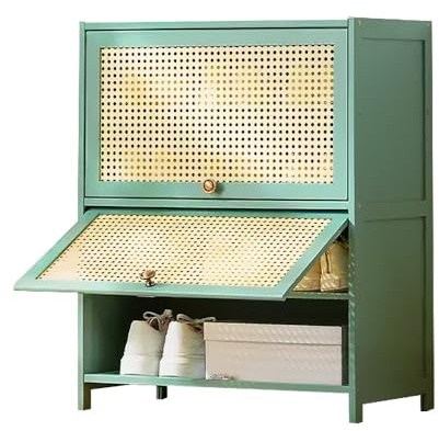 Scarpiera a 5 ripiani in bambù con ante ribaltabili, ripiani regolabili, multifunzione, per corridoio, ingresso, armadio, design elegante ed ecologico