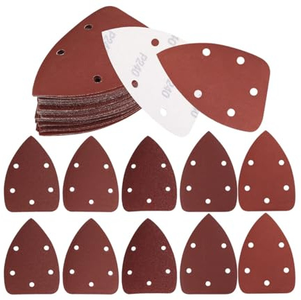 30 Pieces Sanding Discs Pads, 5 Holes Hook and Loop Sandpaper, Triangle Sanding Sheets, 60 Grits Assorted Sandpaper Pads for Sanding, Polishing, Random Orbital Sander