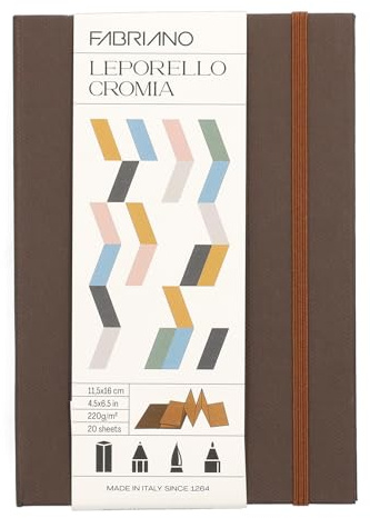 FABRIANO 19100721 - Cuaderno de bocetos LEPORELLO CROMIA, bloc de dibujo, cuaderno de bocetos, versátil para técnicas de pastel, pintura seca y acuarela