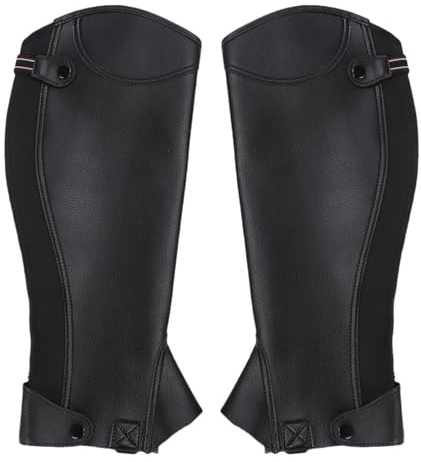 TOPINCN Ridning Halv Chap Lätt Mikrofiber Equestrian Halv Andas Halv Chaps Svart Ridning Half Chaps för Barn (Xxl)