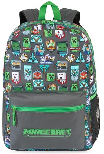Get Trend Minecraft ryggsäck för pojkar, med dragkedja och justerbar axelrem för skola eller resor, present till pojkar, Grön/Minecraft, 17.7x12.6x8.7inch, Barnryggsäck