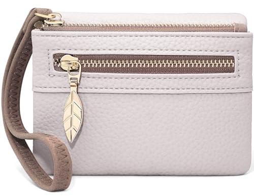 HNOOM Portafoglio Donna Piccolo, Portafoglio Slim Donna in Pelle (Beige)