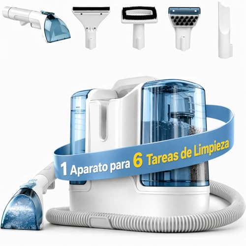 Lavatappeti Aspirapolvere Tessuti Divani 450W, 16 KPa Lava Divano, Aspirapolvere Lavatore con Serbatoio Doppio 1800/600 ml, 4 Spazzole per Divano, Moquette, Interni Auto