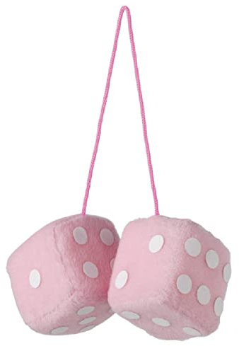 S SUMEX Dados Rosas Puntos Blancos para Retrovisor Decorativos Estilo Retro y Divertido Color Blanco 7X7 cm