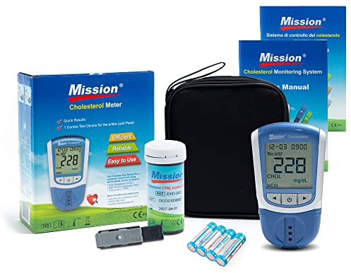 MISSION 23932 3-in-1-Cholesterinmonitor zur Bestimmung des Cholesterintriglyceridspiegels, des Gesamtcholesterins Sowie von LDL und HDL