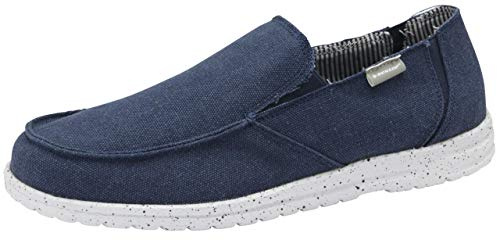 DUNLOP Mens Soft Padded Casual Comfy Canvas Slip On Lightweight Outdoor Shoes (8 UK, Navy)