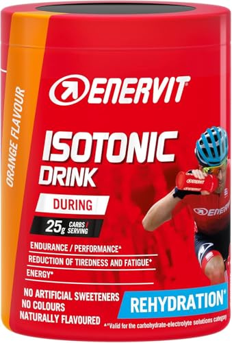 Enervit, Isotonic Drink Arancia, Bevanda Reidratante, Per Reidratarsi Durante Sforzi Prolungati, Riduce la Stanchezza, 25g di Carboidrati a Porzione, Gusto Arancia, Barattolo da 420g
