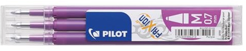 Pilot Pen 2261028F - Ricarica per penna roller Frixion Ball, spessore 0,7 mm, cancellabile, 3 pezzi, colore: viola