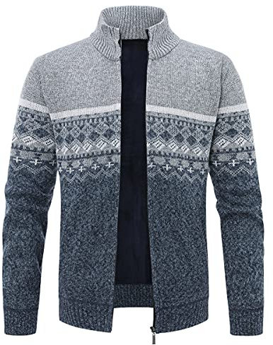 YOUTHUP Cárdigans de Hombre Invierno Casual Suéter Forro de Lana Cárdigan de Punto para Hombre