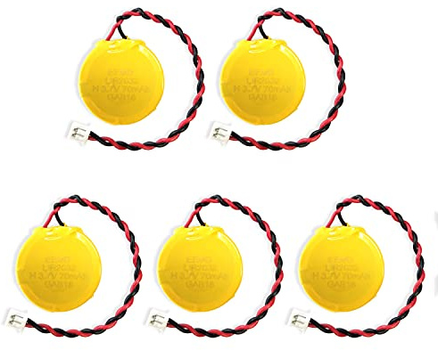 EEMB 5PACK 3.7V LIR2032 Rechargeable CMOS Battery with Wire Leads and MOLEX Wire Connector for Computer or Laptop Motherboard Battery - Rechargeable