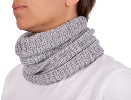 Scaldacollo Misto Cashmere Uomo Donna Made In Italy Sciarpa Anello Cappellino Cachemire Invernale Unisex Lana Merino Nero Grigio Bianco Beige Scialle Calda Taglia Unica Pashmina Coprispalle (Grigio)