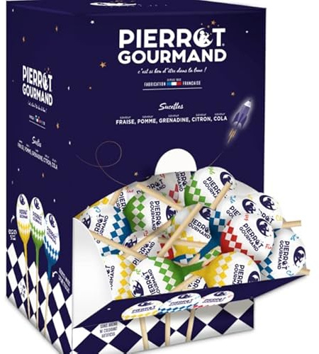 Sucettes boule Pierrot gourmand, boite de 150