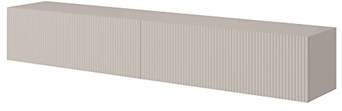 Selsey TV Schrank Board Sideboard Fernsehtisch Fernsehschrank 175 cm Hängend Gefräste Front Graubeige Veldio