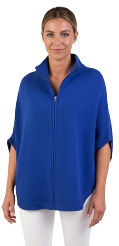 Kashmir Blandad Dragkedja Poncho Dubbel Strand Kvinnor Tillverkad i Italien Merinoull Kashmir Dragkedja Svart Beige Vit Blå Grå Stickad Kappa Sjal En Storlek, Kunglig, one size