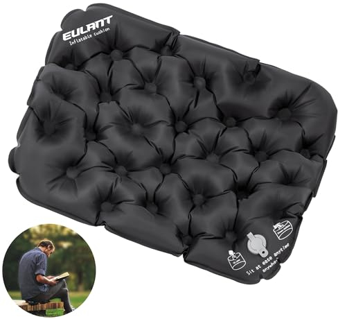 EULANT Inflatable Seat Cushion,Waterproof Air Cushion,Portable Sit Mat Pad for Camping Walking Hiking Travel Fishing Boating Flying Backpacking,or at Concerts Beach Lawn Floor Office