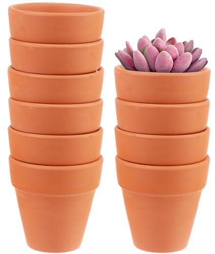 Beautywen 10pcs Terracotta Pot Mini Clay Planter with Drainage Holes for Succulent Seeds, Kids & Adults