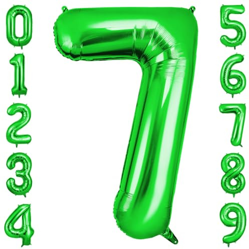 OFFCUP Helium Balloons, 40 Inches Number Balloons 7, Foil Birthday Balloon for Birthday Wedding Party Decorations Celebration Supplies (Green)