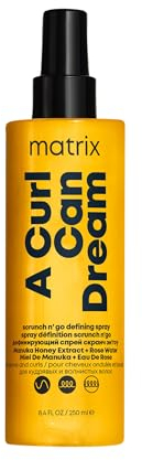 Matrix, Spray per Capelli Mossi, Termoprotettore, Riduce l'Effetto Crespo, Capelli mossi definiti fino a 48h, Con Estratto di Miele di Manuka e Acqua di Rose, A Curl Can Dream, Scrunch N' Go, 250 ml
