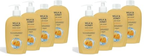 by Amazon Savon pour les mains Lait et miel, 4 x 500 ml (Lot de 2)
